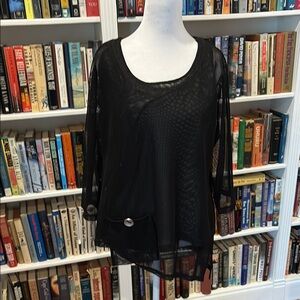 Elegant Ali Miles Black Sheer mesh Women's Top
